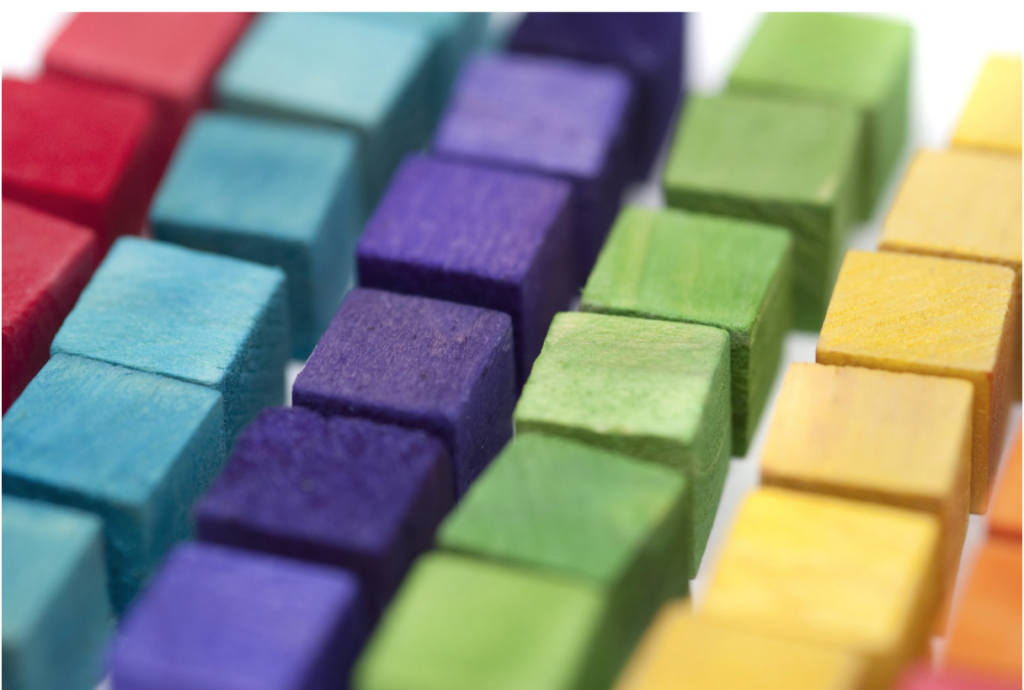Photo of coloured counting bricks