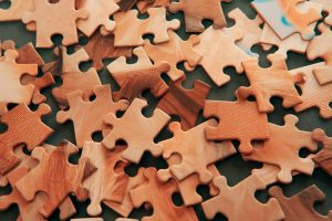 Photo of brown jigsaw pieces