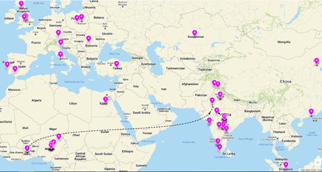 Sample map pinboard on Padlet