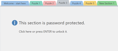 Screenshot of password protected section