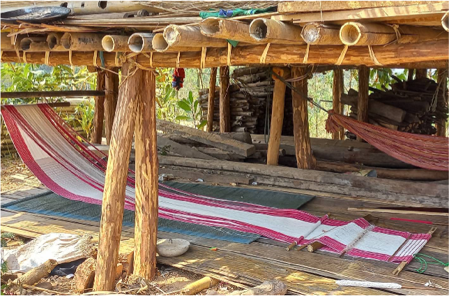 Photo of partially completed weaving.
