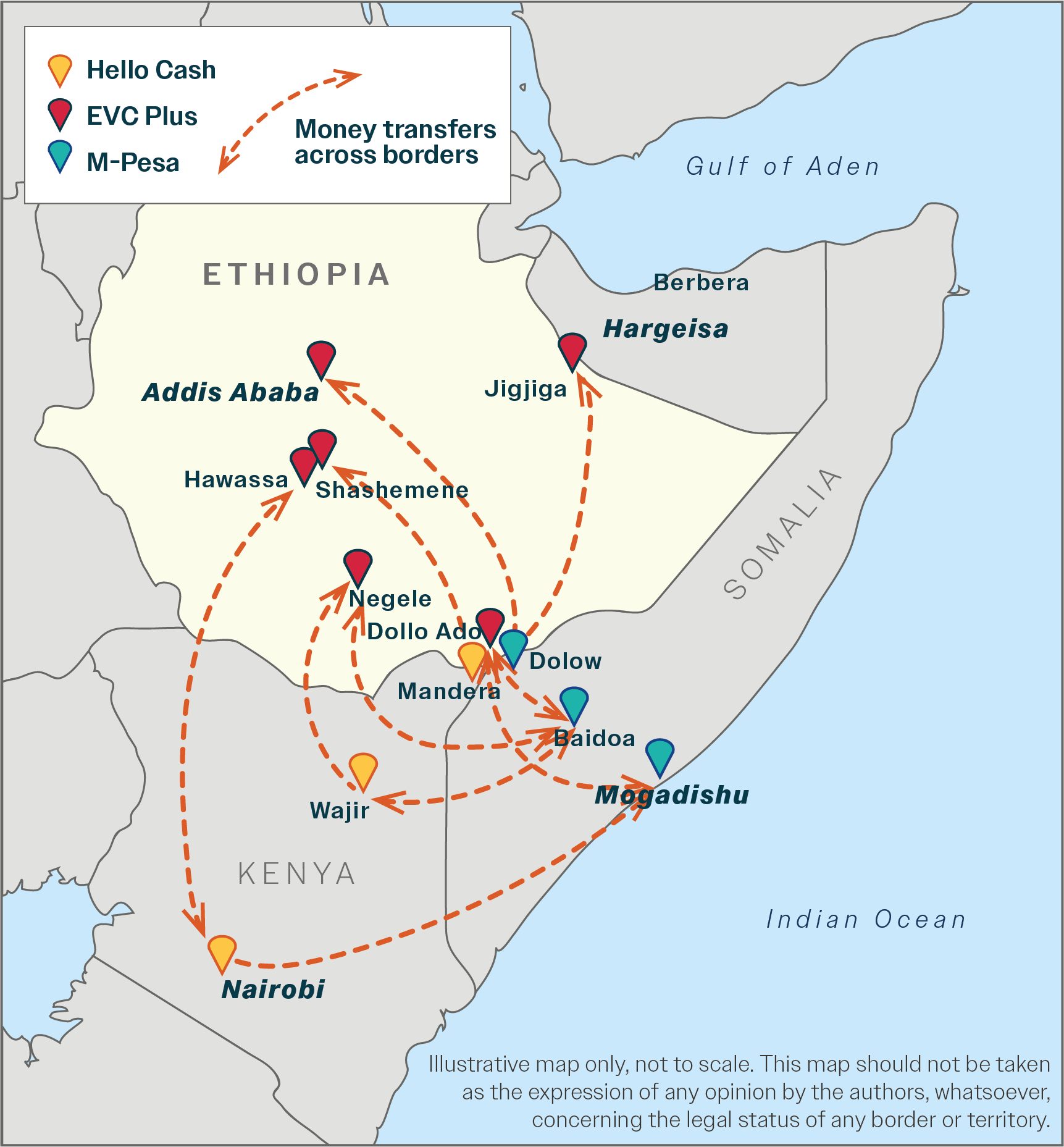 Map showing cross-border money transfers
